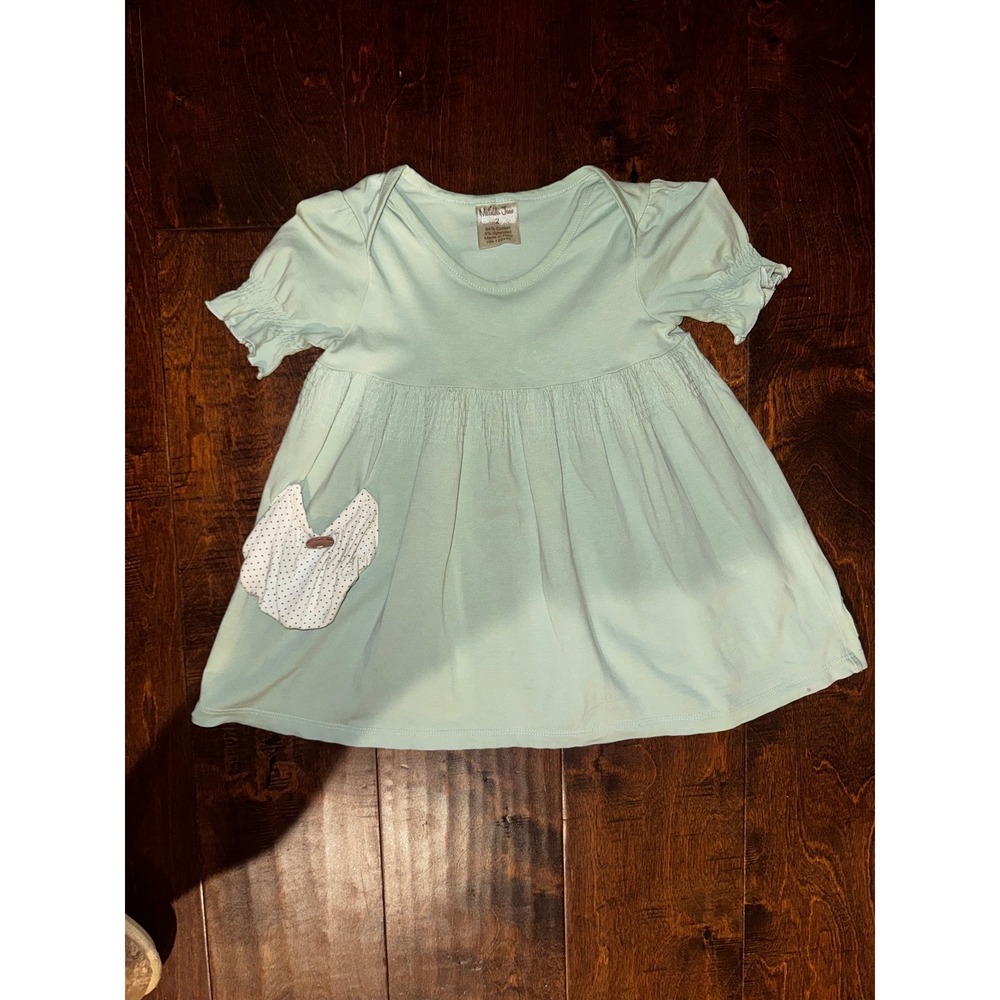 Matilda Jane Girls Mint Green Smocked Dress Polka Dot Pocket Size 2